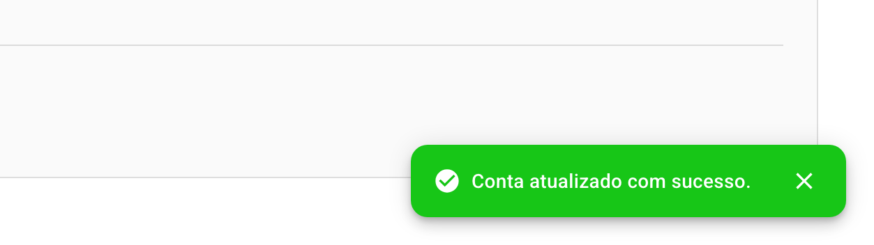 O aviso verde confirma a atualização e o painel se fecha.