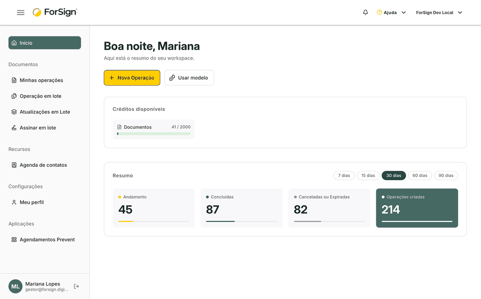 Do menu Meu perfil até a confirmação da senha nova