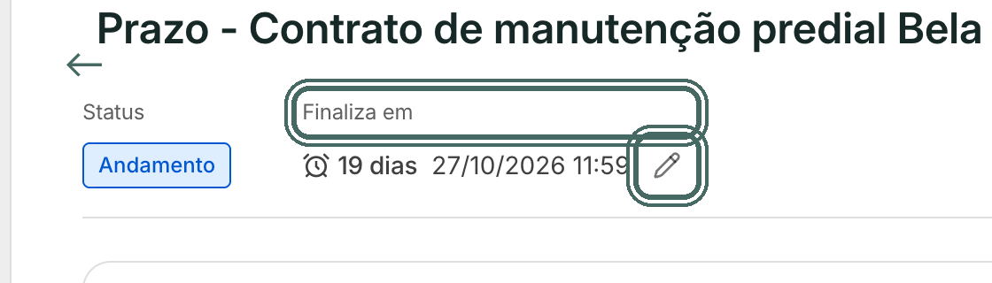O cabeçalho passa a mostrar o novo prazo.