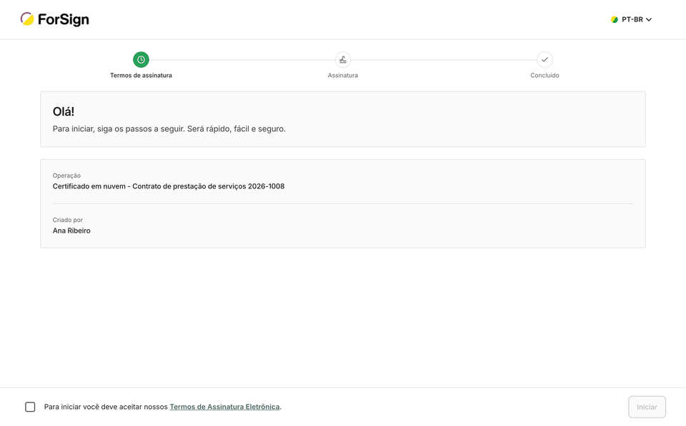 Do link até a confirmação de sucesso