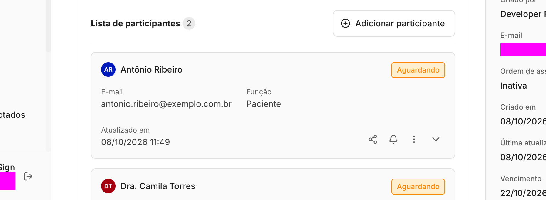 A operação presencial aparece em Minhas operações como qualquer outra.