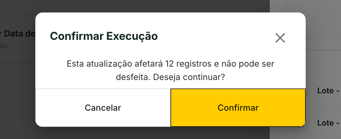 A janela Confirmar Execução pede a confirmação final.