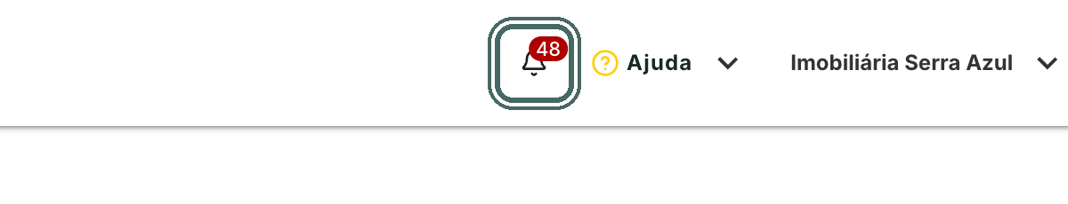 O sino no topo da tela mostra quantas notificações você ainda não leu.