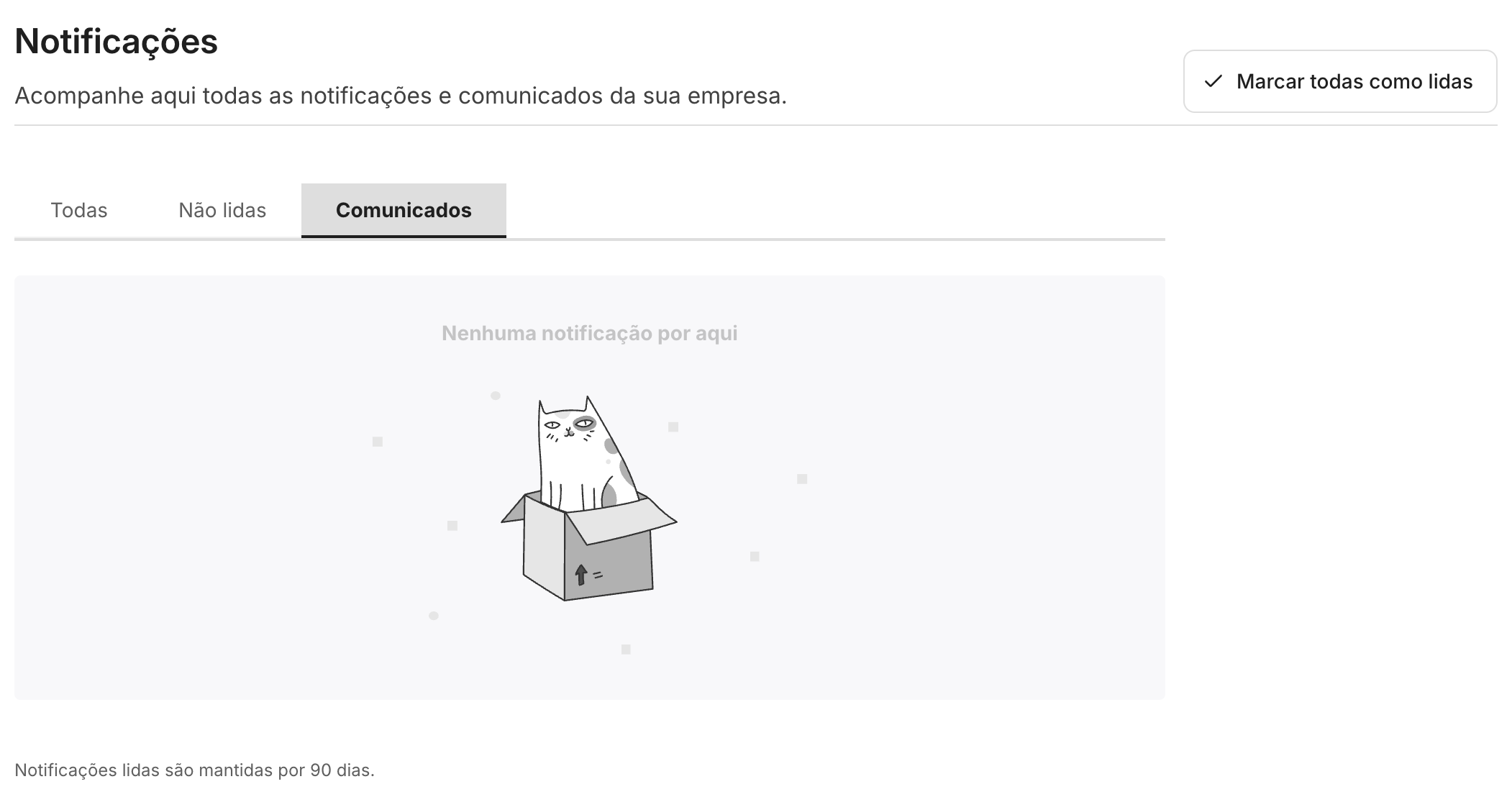 Na aba Comunicados ficam os avisos que a ForSign publica para os clientes.