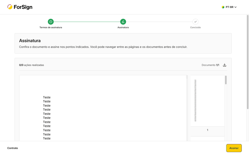 O assinante clica em Assinar, recebe o código por e-mail e confirma a assinatura.