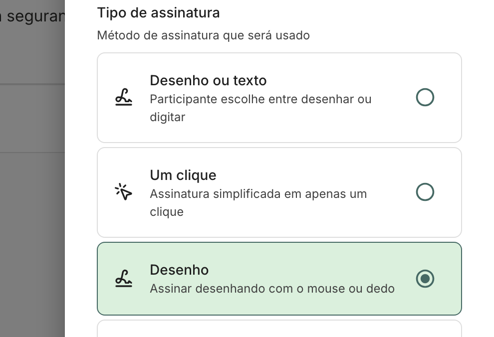 O tipo de assinatura vale para este participante, não para a operação inteira.