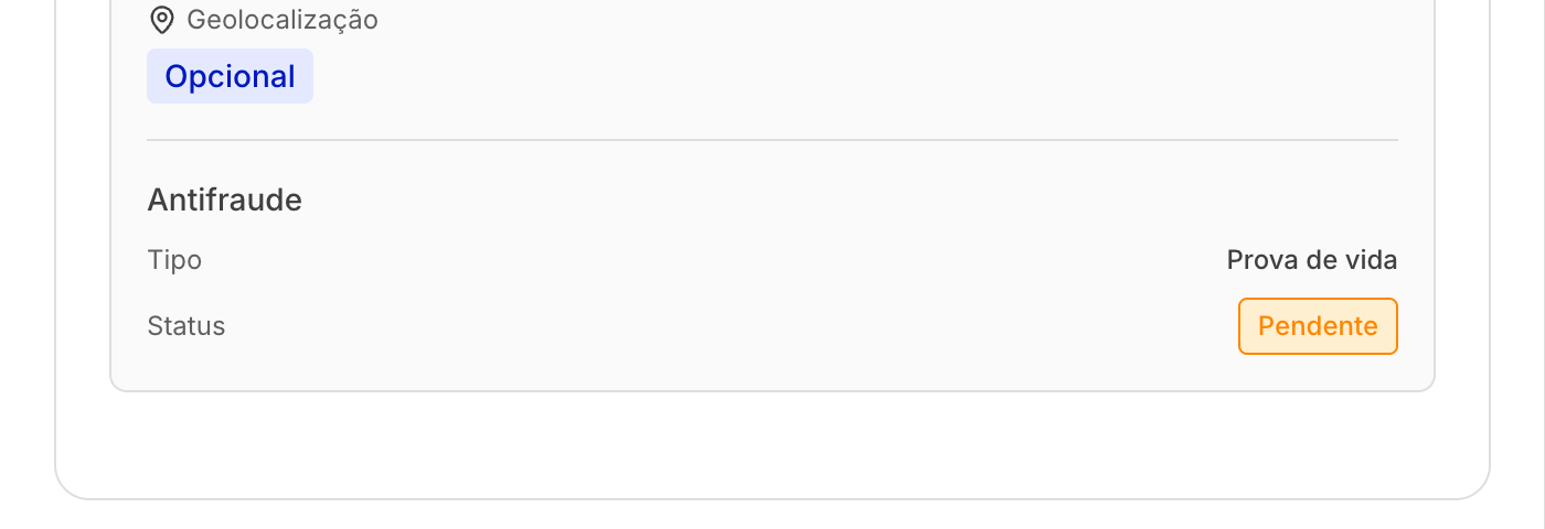 No painel da operação, cada participante mostra o tipo de verificação e o status dela.