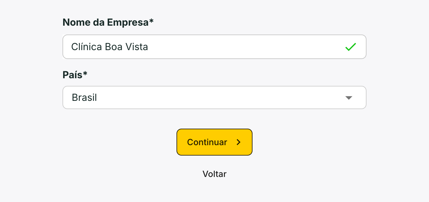 O nome da empresa aparece para a sua equipe e na escolha de conta ao entrar.