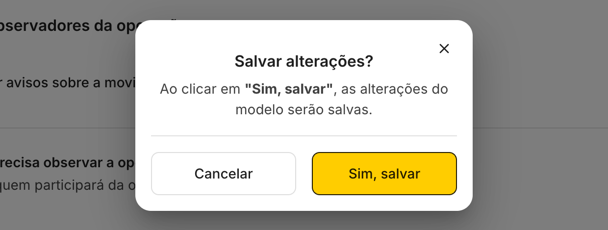 Salvar Modelo pede a confirmação Salvar alterações?.