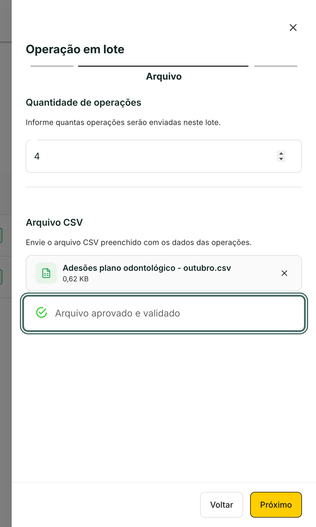 Arquivo aprovado e validado: a planilha passou na conferência.