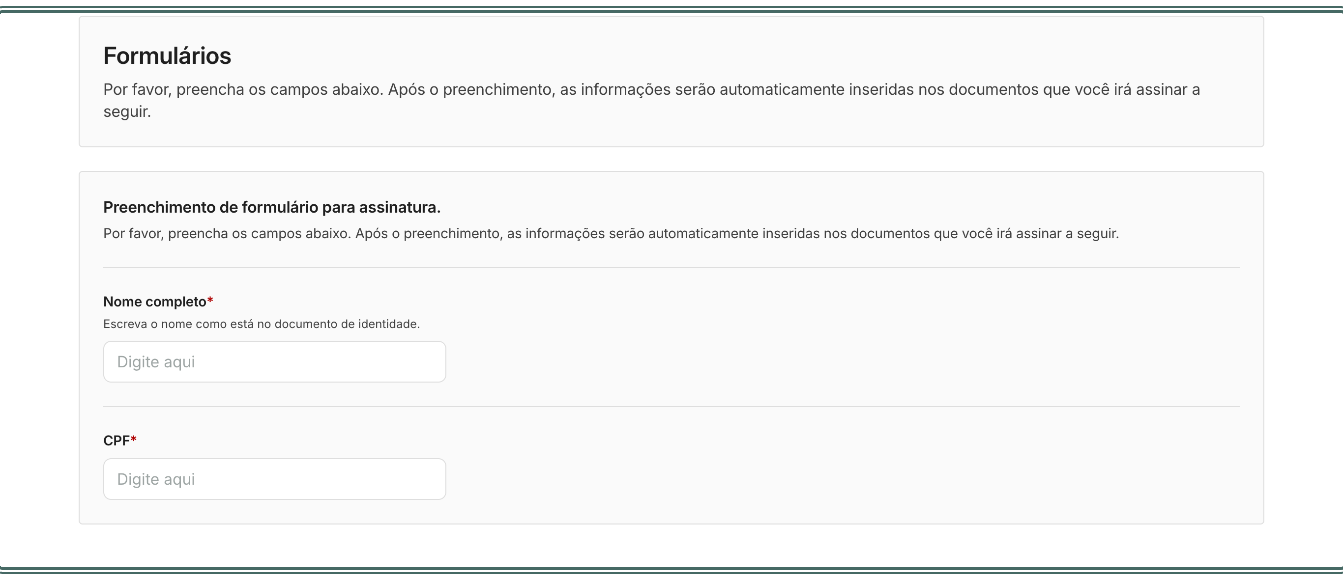 O assinante vê o título, a descrição e as perguntas na ordem que você definiu.