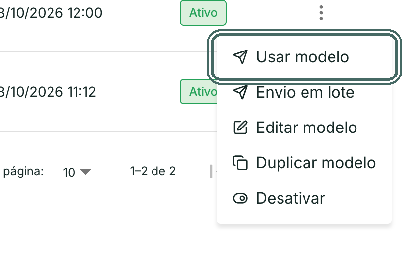 No menu do modelo, escolha Usar modelo.