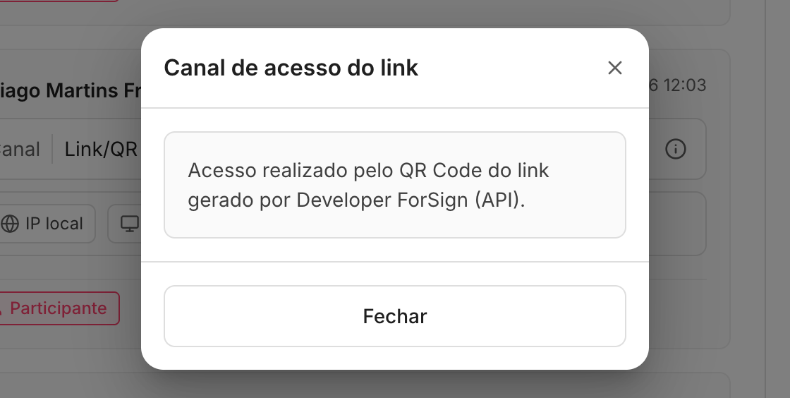 O ícone de informação abre o detalhe da origem do link.