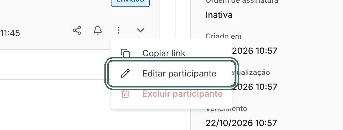 No menu de três pontos do card, escolha Editar participante.