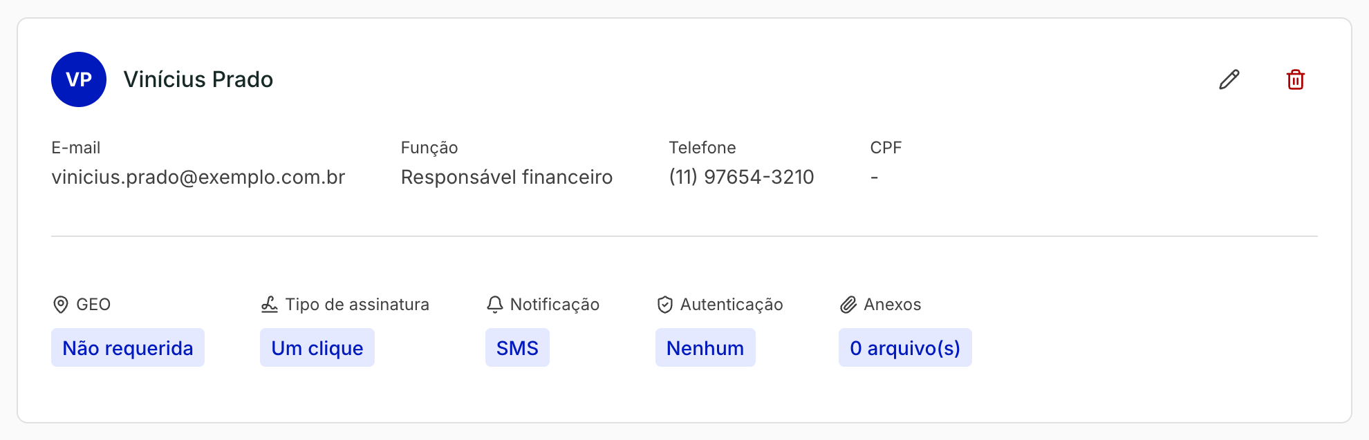 O cartão do participante mostra o canal em Notificação.