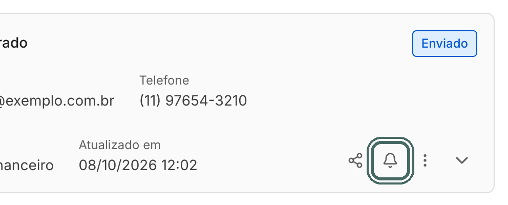 Na tela da operação, o sino do participante abre o painel Canal de notificação.