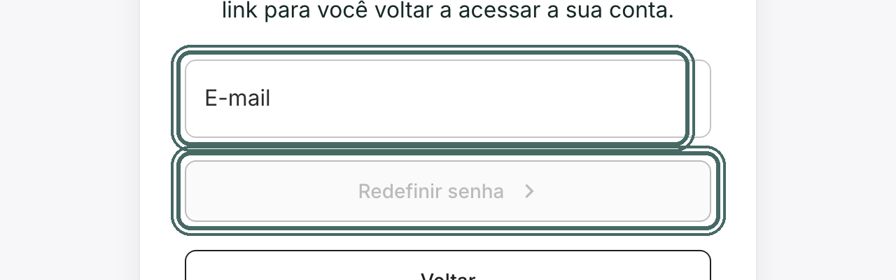 Informe o e-mail cadastrado e clique em Redefinir senha.