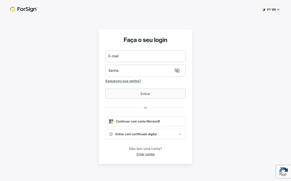 Da tela de entrada até a confirmação da senha nova