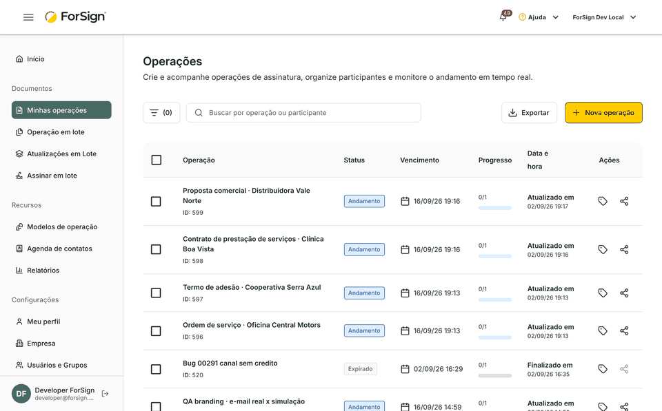 Do ícone na lista até a etiqueta salva na operação