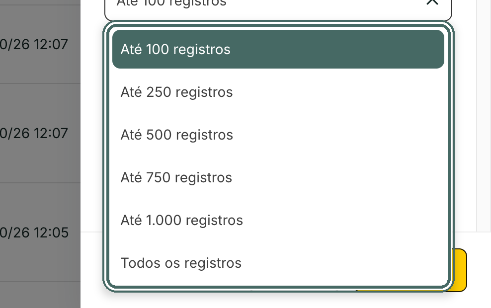 Escolha quantos registros entram no arquivo.