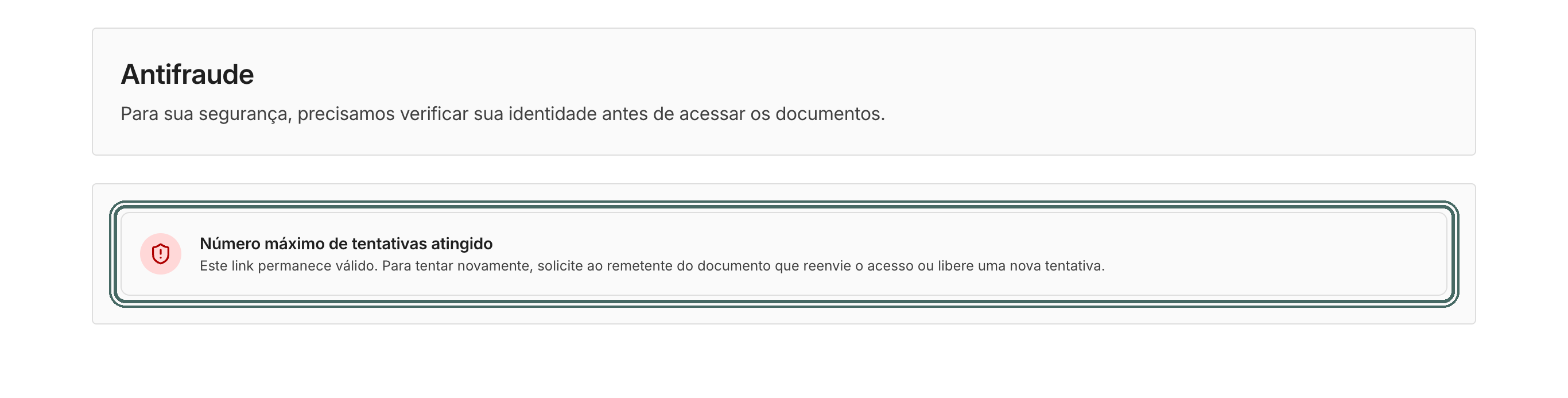 Bloqueio de verdade só acontece na verificação de identidade, depois de esgotar as tentativas.