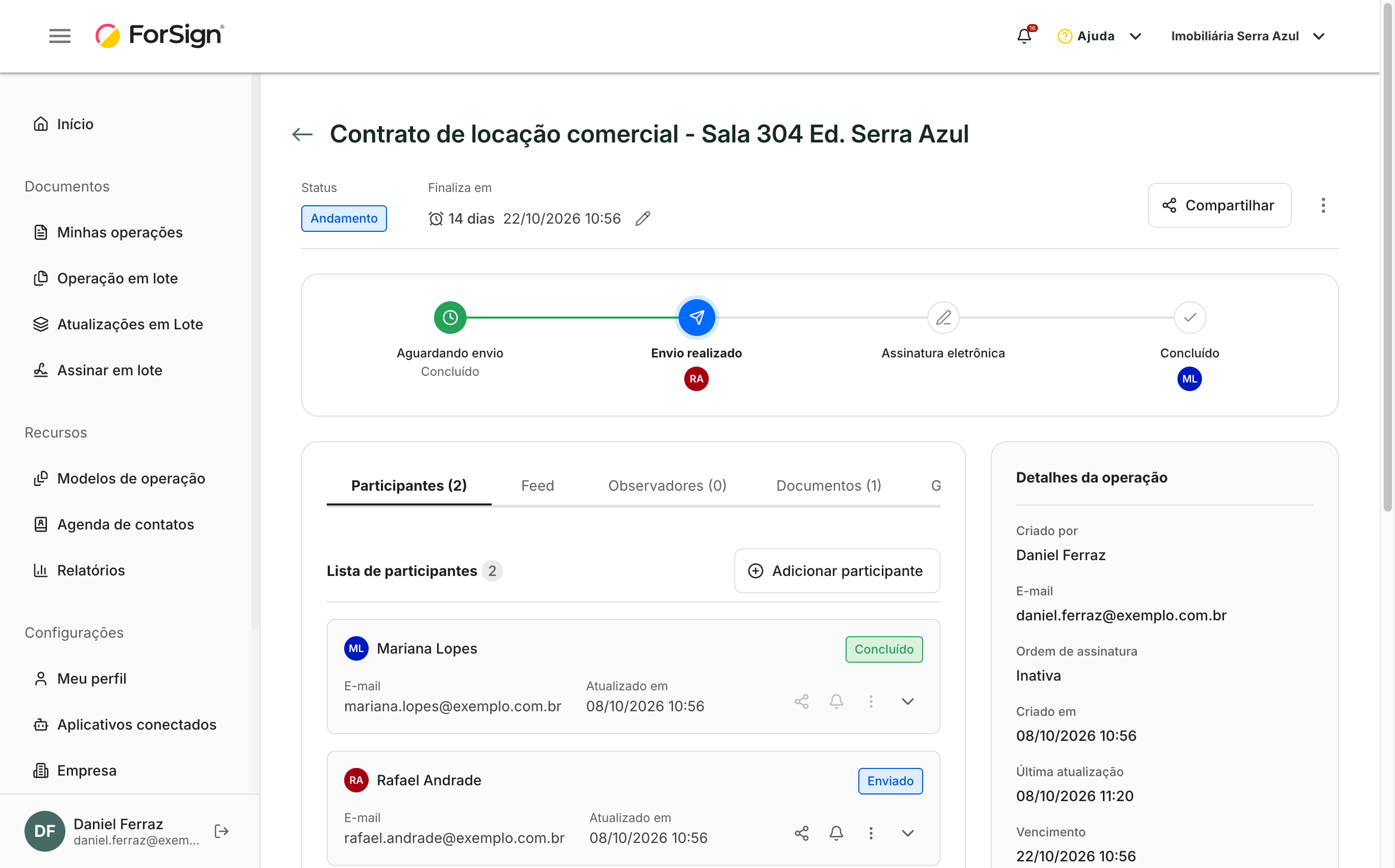 Clicar na linha abre a tela da operação.