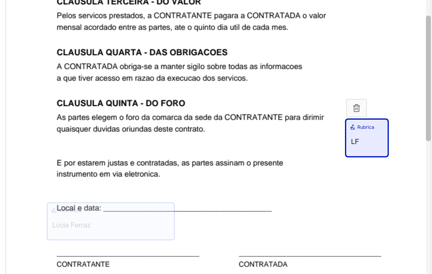 A rubrica é menor e costuma ir no canto da página.
