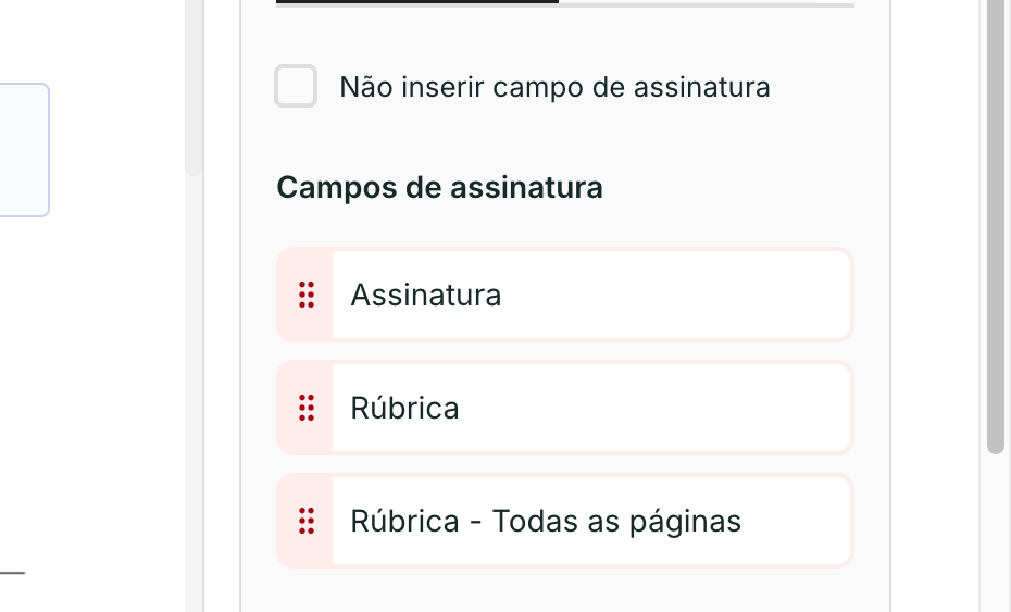 Rúbrica - Todas as páginas repete a rubrica em cada página, na mesma posição. Não inserir campo de assinatura dispensa a marca visual.
