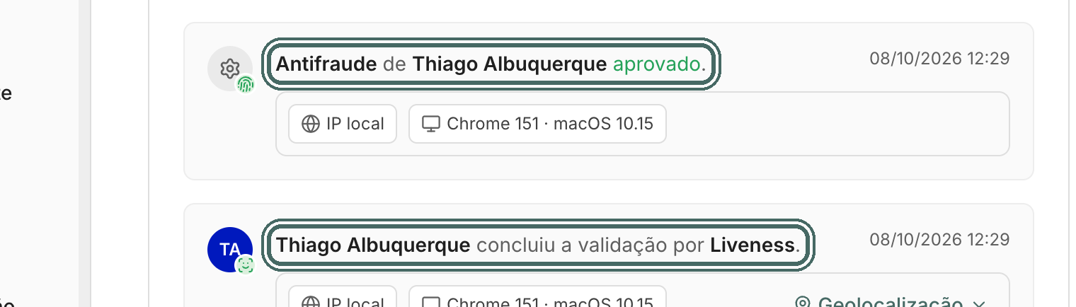O feed registra o início e a conclusão da verificação.