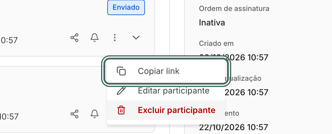 Copiar link, no menu de três pontos, copia o link de assinatura.