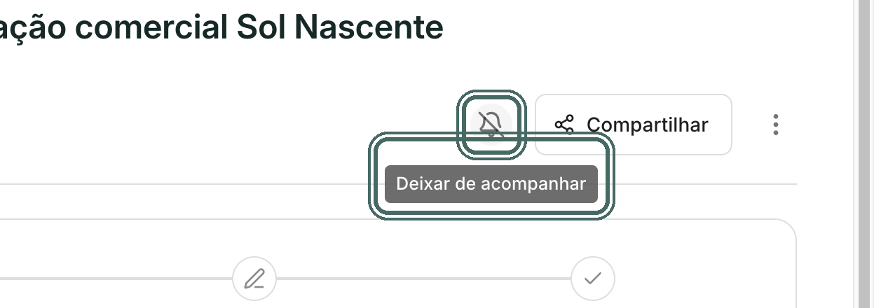Depois do clique, o mesmo botão passa a dizer Deixar de acompanhar.