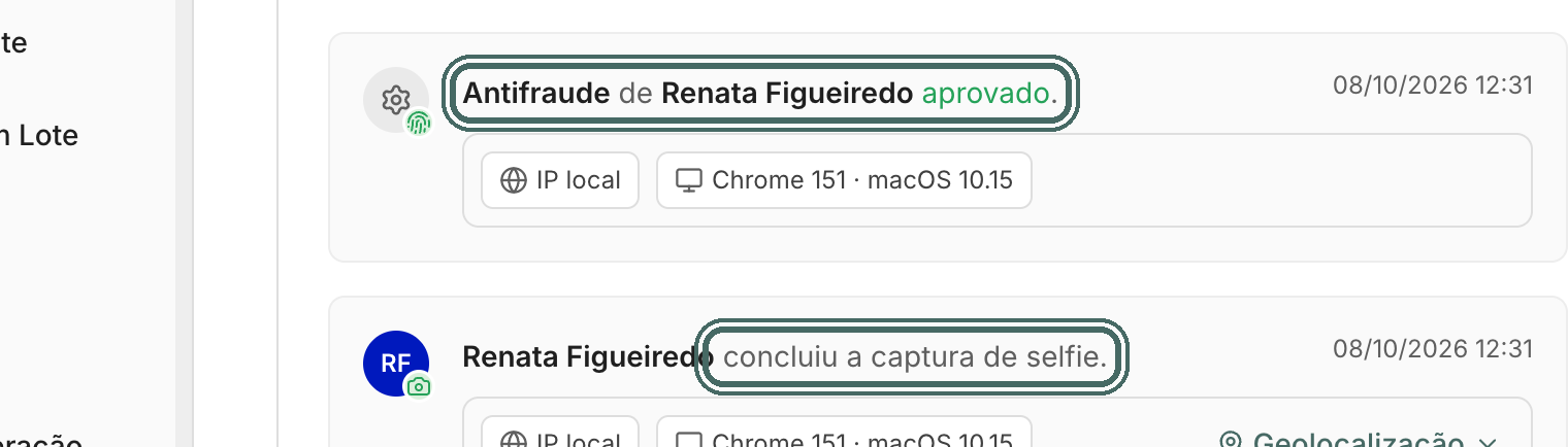 O feed registra o início e a conclusão da verificação.