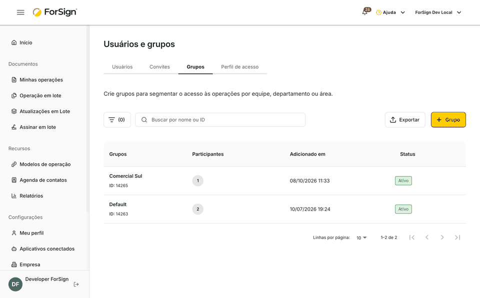 Da criação do grupo até a inclusão de uma pessoa