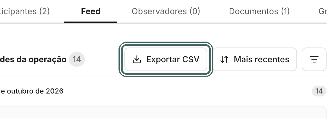 Exportar CSV baixa a lista de atividades em planilha.