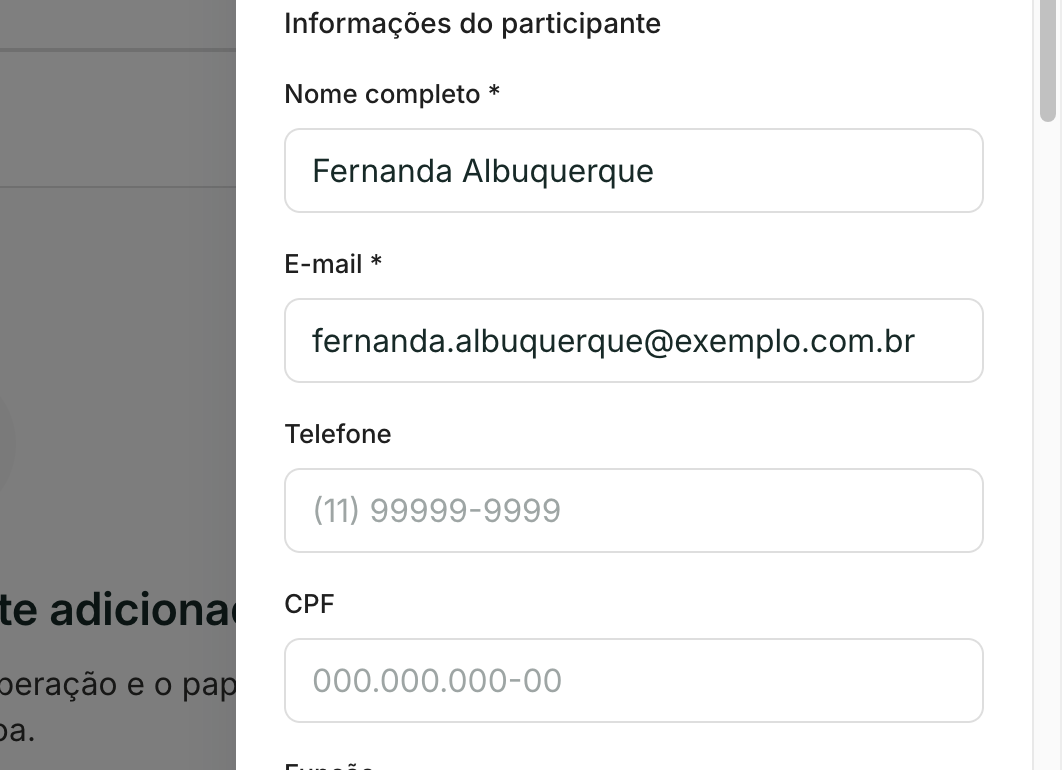 Ao escolher o contato, os dados dele já entram preenchidos.