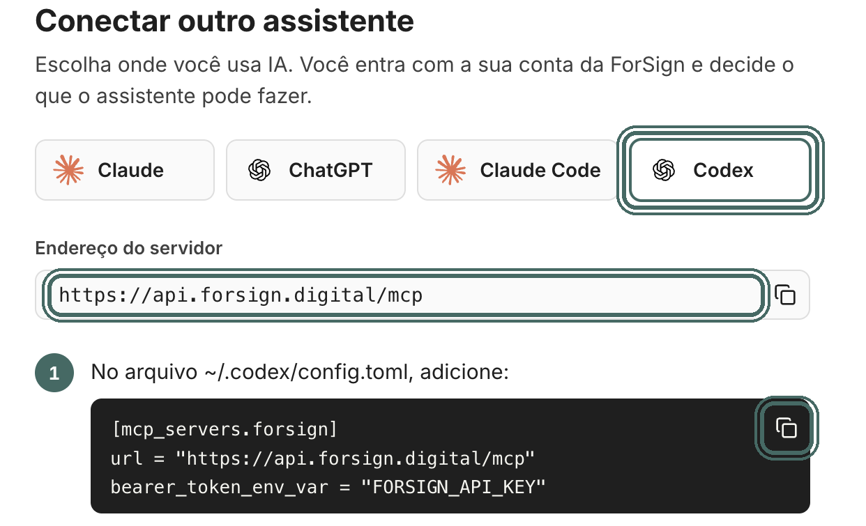 No Codex, o servidor entra no config.toml e usa a chave de API da empresa.