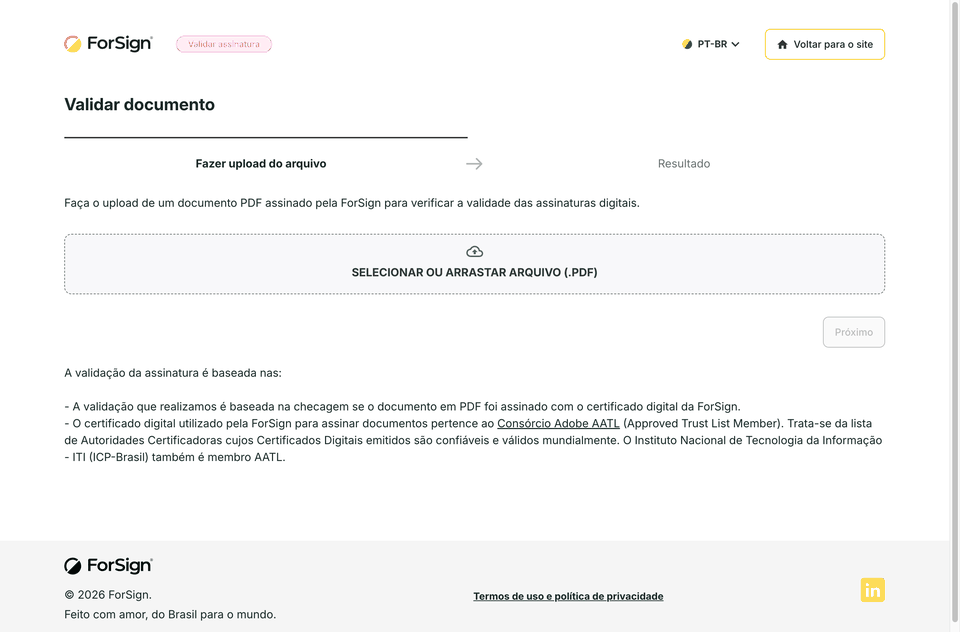 Do envio do PDF ao resultado da validação